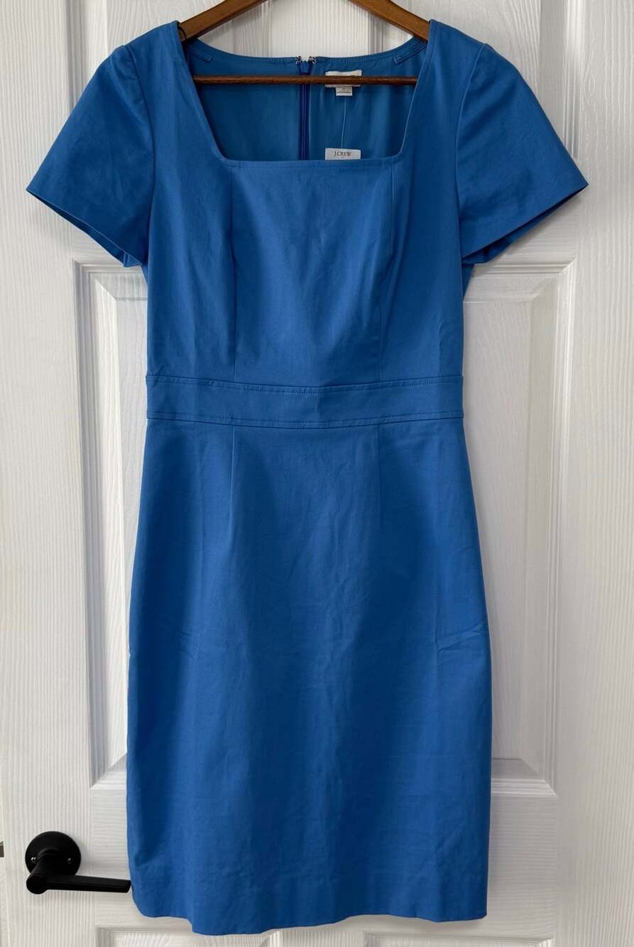J.Crew New Women's Blue Square Neck Short Sleeve Dress Size 2